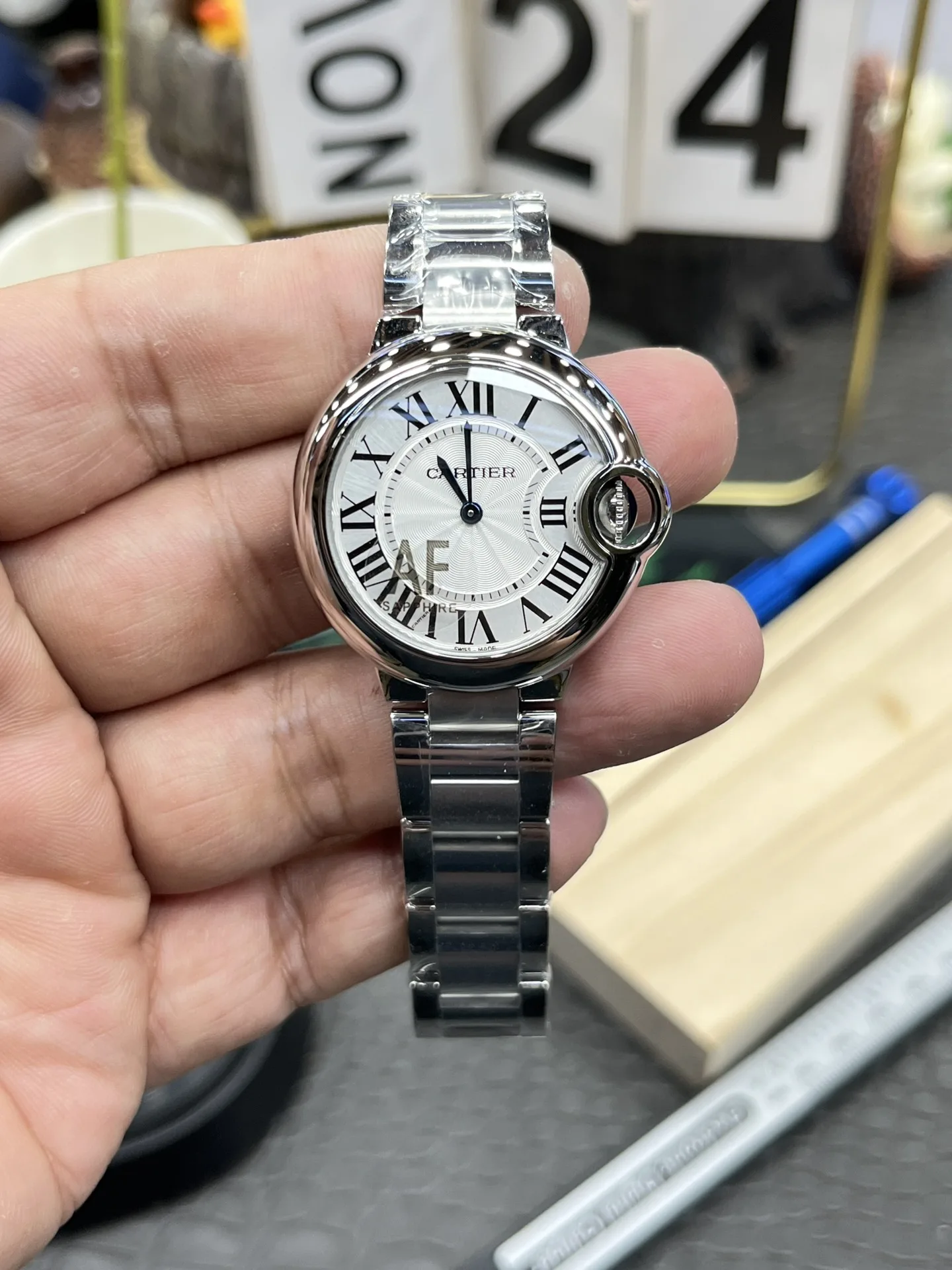 AF | 쿼츠 무브먼트 l 33mm l  까르띠에 워치 발롱 블루
