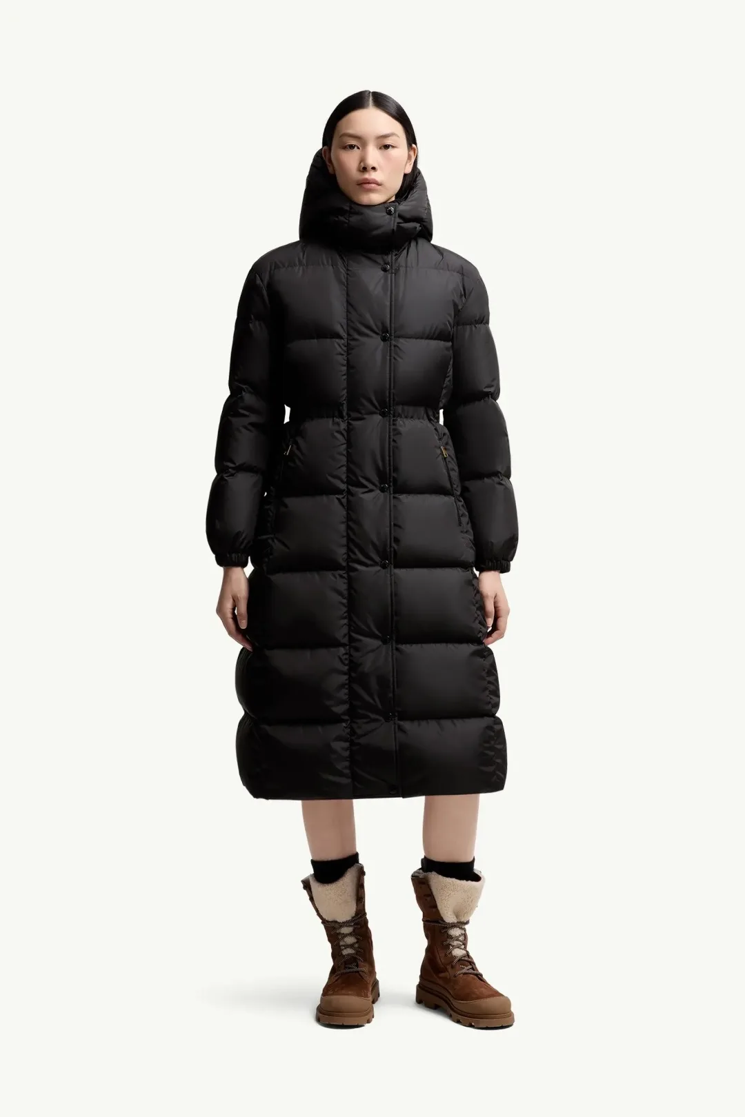 Chamer Wool-Trimmed Hooded Long Down Jacket