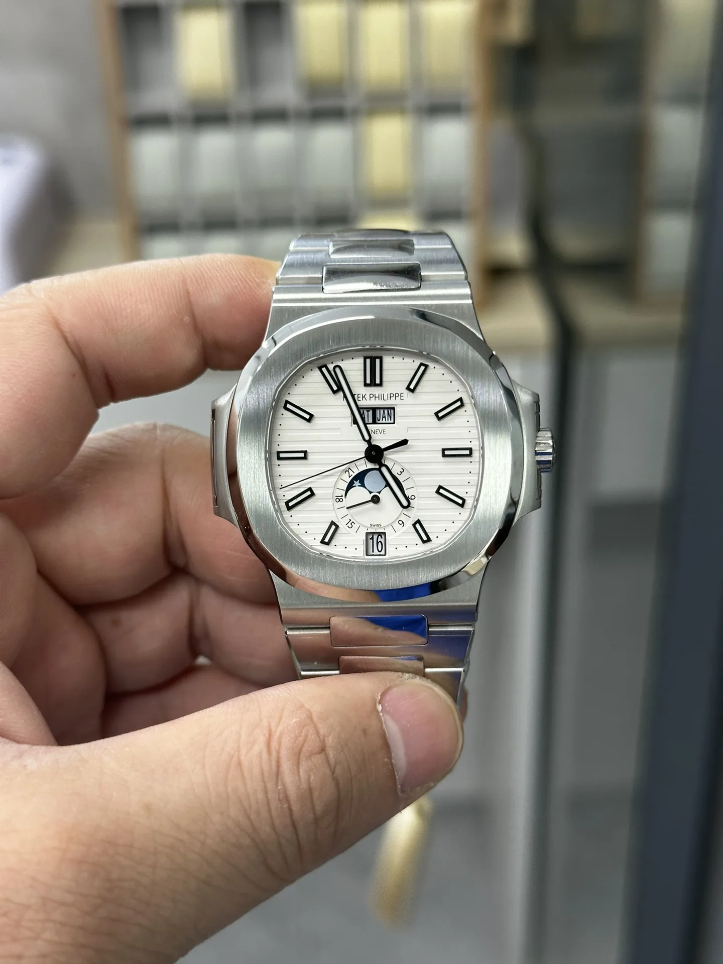 PPF l 324무브먼트 l  40.5mm l 파텍필립 노틸러스 문페이즈 애뉴얼 캘린더  5726
